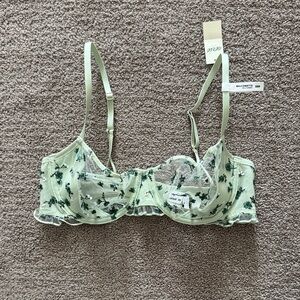 Aerie Green Floral Lace Bra